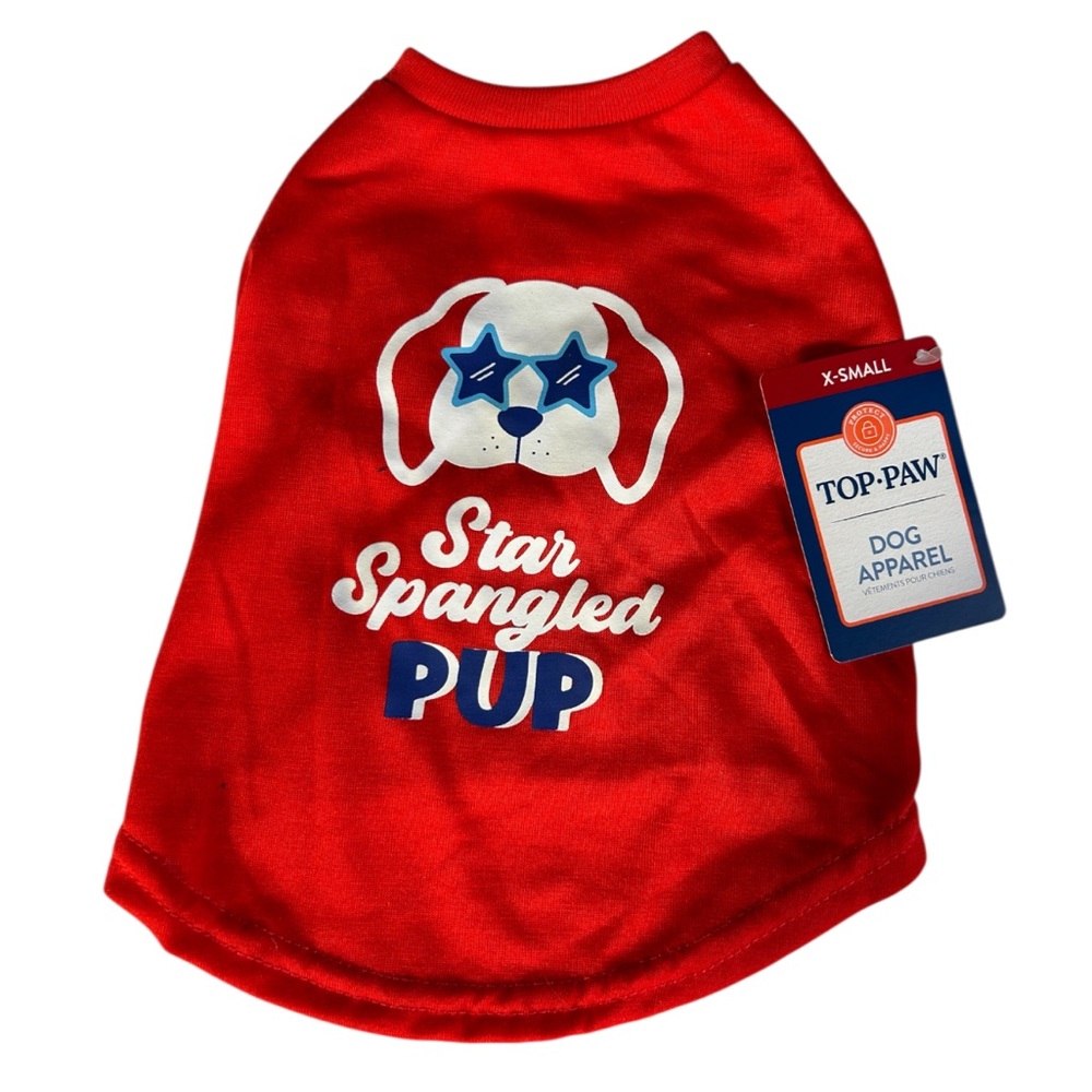 Top Paw Star Spangled Patriotic Pup Dog Tee XS